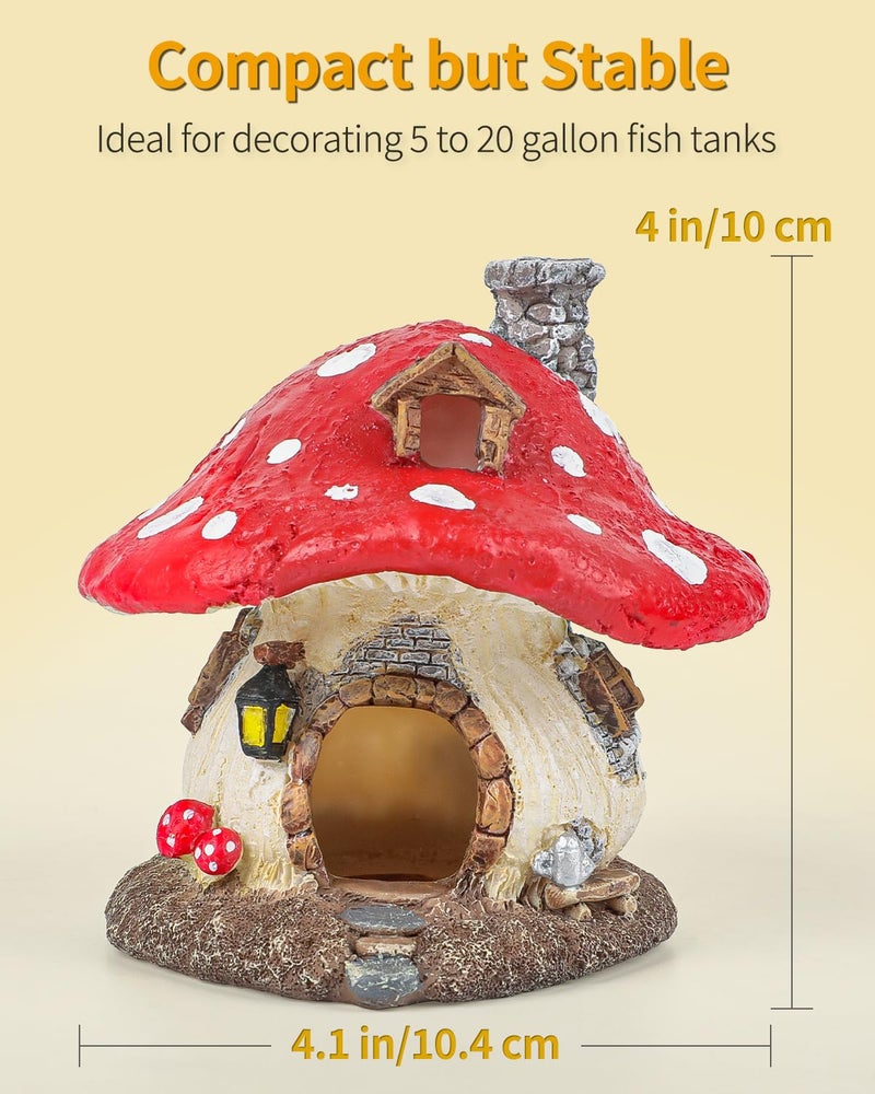 Uniclife Aquarium Mushroom House, Resin Fish Tank Decoration Cottage Ornament for Fish Tank Landscape Aquarium Hideout Hideaway Spawning Cave Decor for Shrimp Betta Goldfish and Reptiles - Image 4