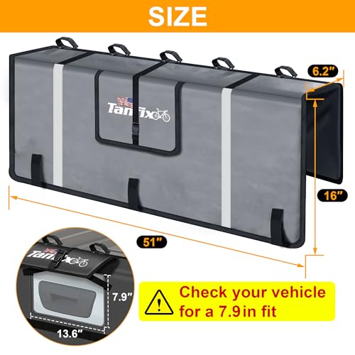 Tanfix Tailgate Pad for Mountain Bikes Heavy Duty Pickup Truck Protector Fits 5 Bikes Waterproof Scratch Resistant with Secure Straps - Image 3
