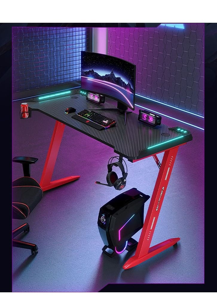 Arabest - Gaming Table Carbon Fibre Ambient Lighting Gaming Table Home Office Computer Desk Gaming Table - Image 1