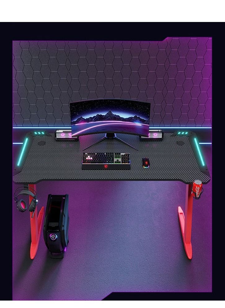 Arabest - Gaming Table Carbon Fibre Ambient Lighting Gaming Table Home Office Computer Desk Gaming Table - Image 1