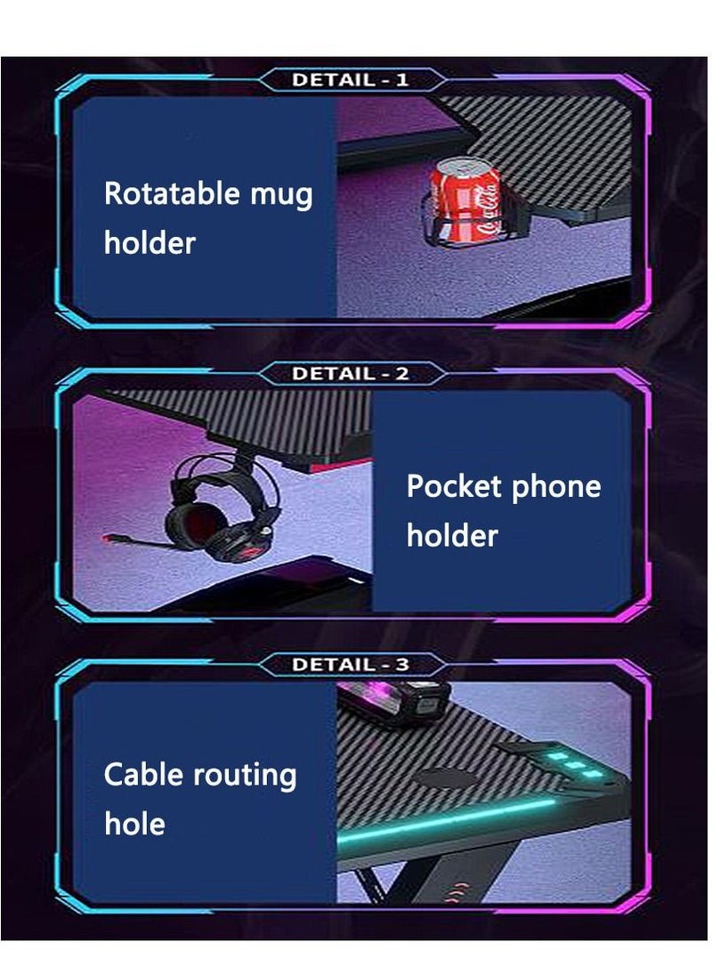 Arabest - Gaming Table Carbon Fibre Ambient Lighting Gaming Table Home Office Computer Desk Gaming Table - Image 1