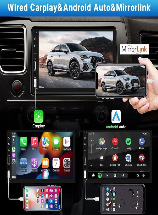 Leadfan Double Din Car Stereo Radio Support Apple Carplay&Android Auto, 7inch HD Touchscreen Double Din Radio with Bluetooth, Car Audio Receivers, Camera, MirrorLink, FM Radio, 2 USB/TF/AUX/Subwoofer - Image 2