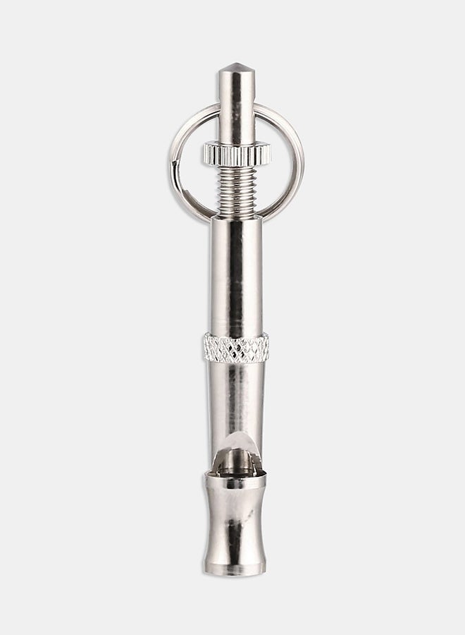 Loquat Adjustable Supersonic Obedience Sound Whistle With Keychain Silver 55x7.8x7.8mm - Image 1