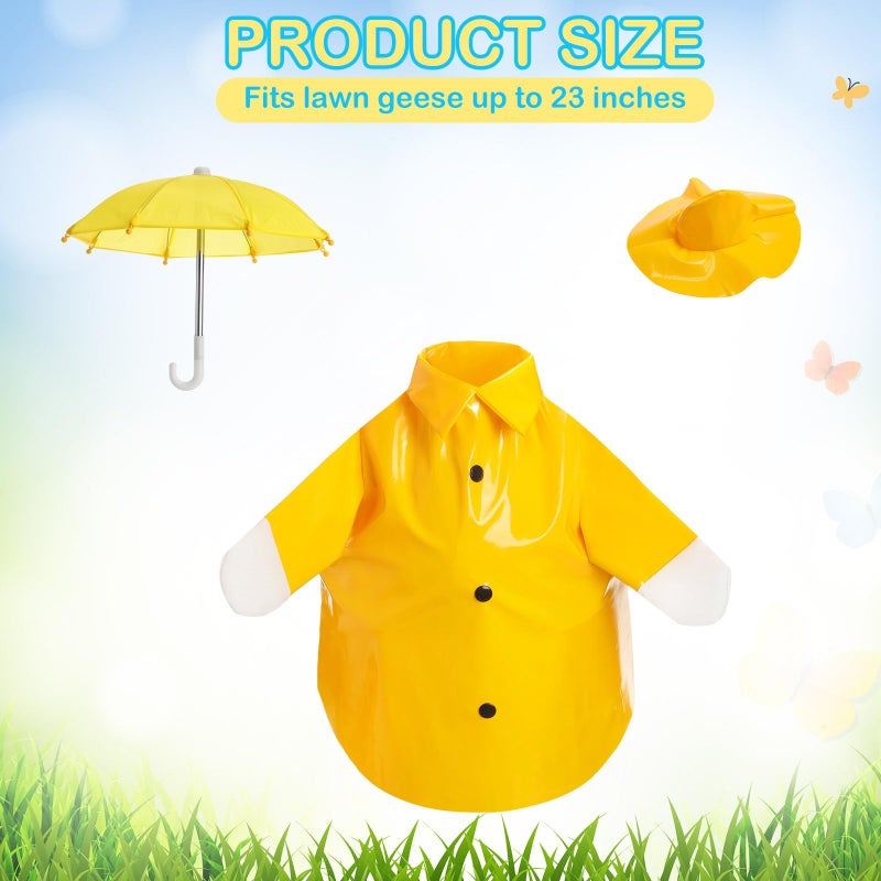 FuWeave Spring Baby Goose Outfit Raincoat and Umbrella for 17'' Lawn Porch Baby Goose Costume Plastic Raincoat Clothes for Spring Outdoor Patio Yard Lawn Decoration - Image 2