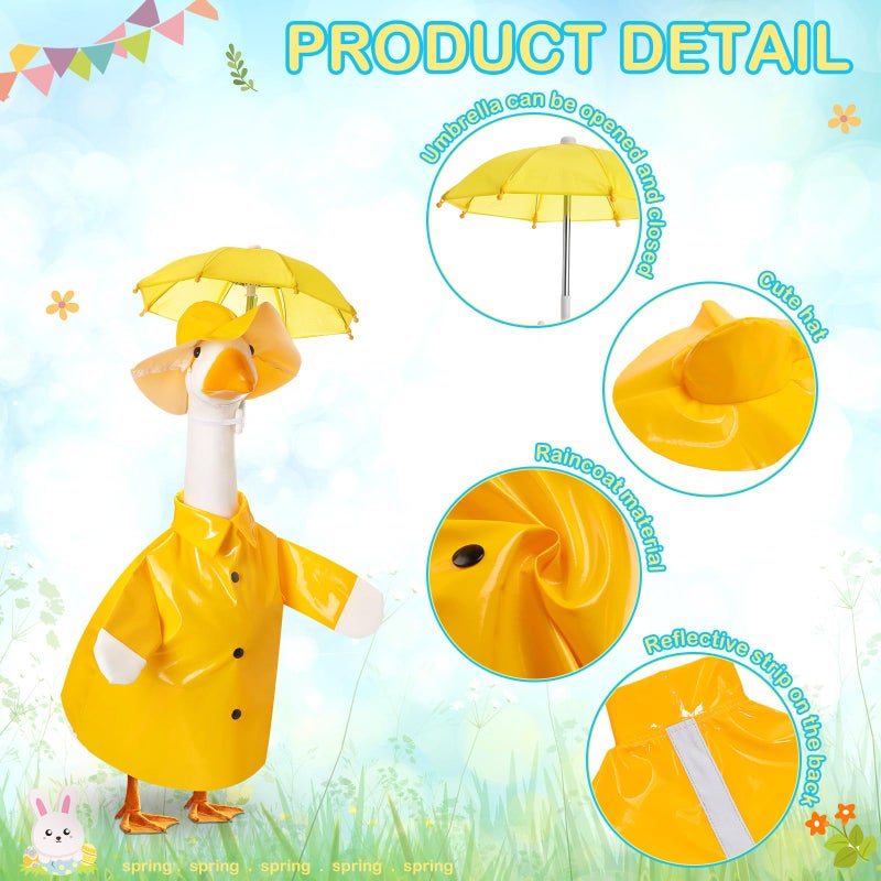 FuWeave Spring Baby Goose Outfit Raincoat and Umbrella for 17'' Lawn Porch Baby Goose Costume Plastic Raincoat Clothes for Spring Outdoor Patio Yard Lawn Decoration - Image 3