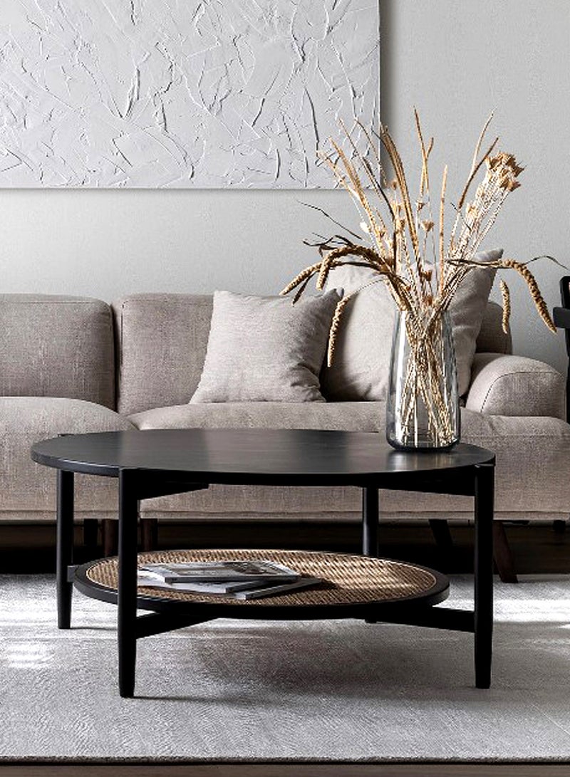 Living طاولة قهوة مستديرة فاخرة من خشب الروطان مقاس 100*45 سم - Image 1