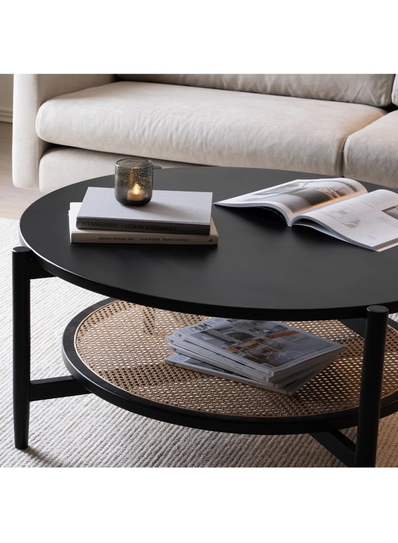 Living طاولة قهوة مستديرة فاخرة من خشب الروطان مقاس 100*45 سم - Image 3