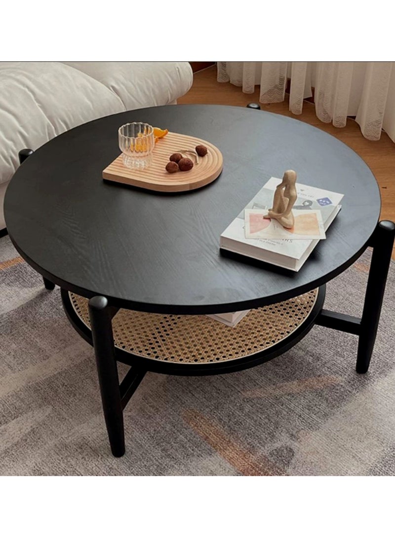 Living طاولة قهوة مستديرة فاخرة من خشب الروطان مقاس 100*45 سم - Image 4