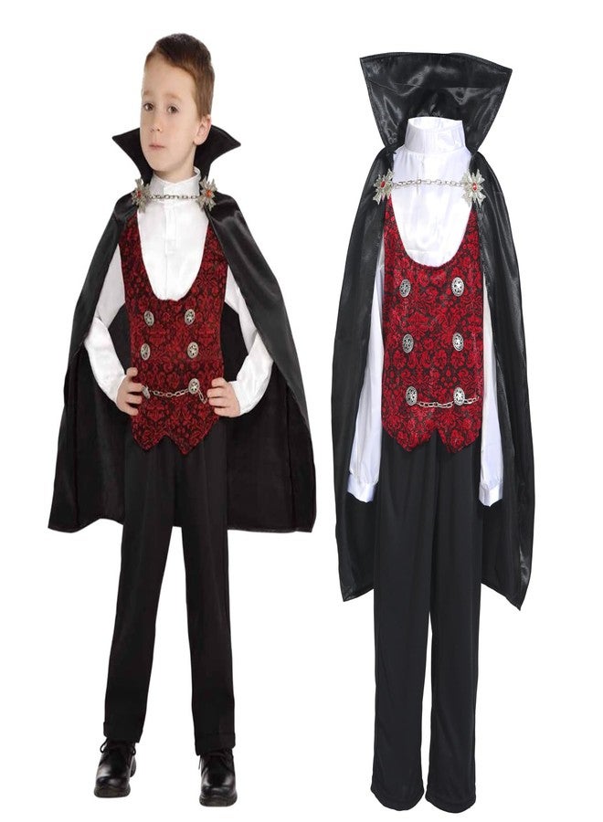 Sincere Party Boy's Vampire Costume Halloween Deluxe Dracula Costume for Kids,Top,Pants,Cape All In (8-10) - Image 1