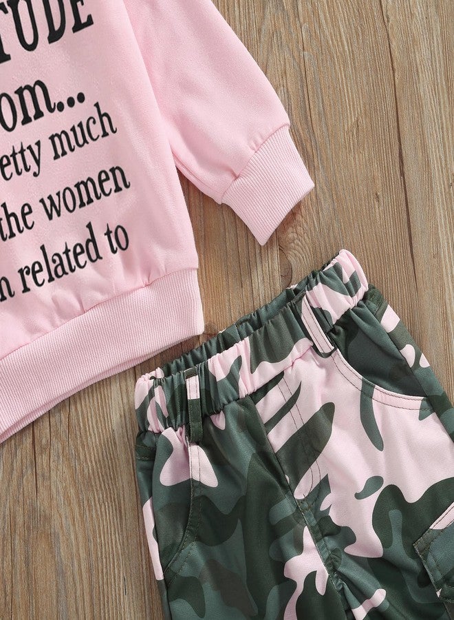 SAYOO Baby Girl Fall Outfit I Get My Attitude From All Women Funny Letter Sweatshirt Pullover +Sweatpants Toddler Clothes (A Pink, 2-3T) - Image 5