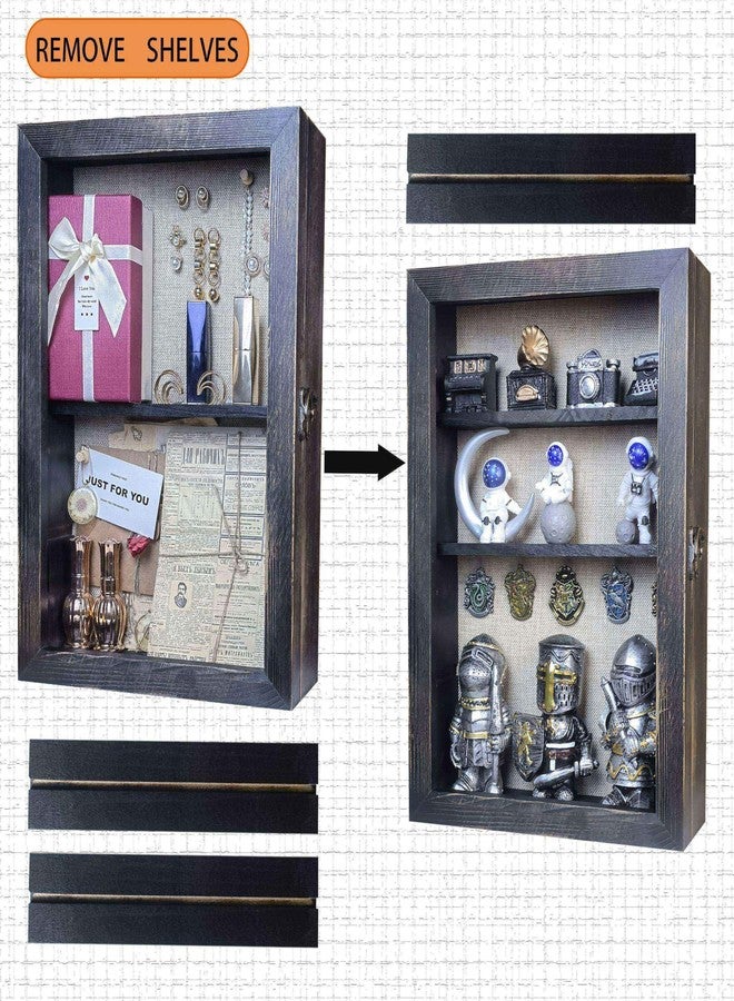 Houstimi Black 11x16 Large Shadow Box Frame Deep Shadow Box with Shelves Pet Memorial Shadow Box Display Case with Linen Back for Flowers, Pictures, Medals, Coins, Pins Collection and More - Image 2