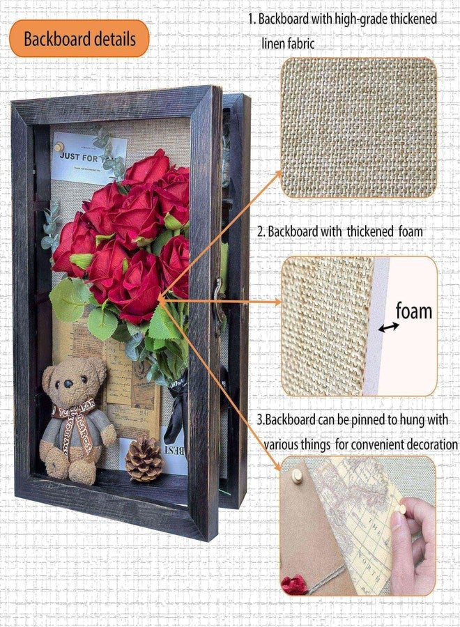 Houstimi Black 11x16 Large Shadow Box Frame Deep Shadow Box with Shelves Pet Memorial Shadow Box Display Case with Linen Back for Flowers, Pictures, Medals, Coins, Pins Collection and More - Image 4