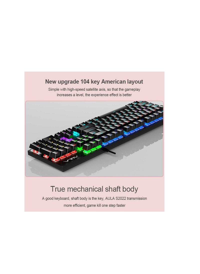 Aula AULA S2022 Mechanical Gaming Keyboard BLACK COLOR - BLUE SWITCH