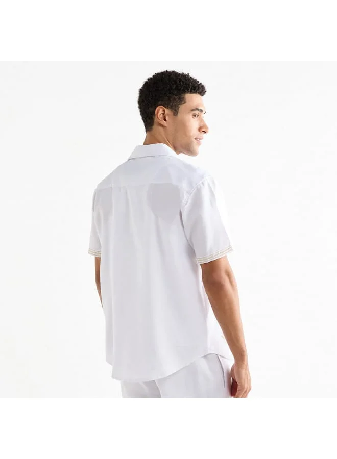Splash FAV Regular Fit Embroidered Shirt with Collar and Short Sleeves