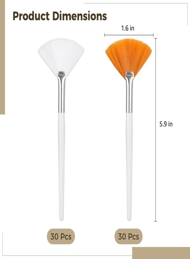 Homaisson 60 قطعة فرش وجه مروحة - 5.9 × 1.6 بوصة شكل مروحة لتطبيق أقنعة الوجه، فرشاة مكياج واسعة لصالونات التجميل والعناية بالبشرة في المنزل - Image 5