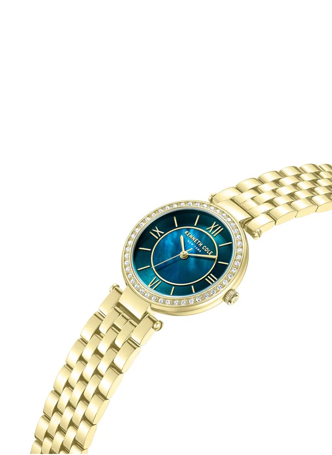 Kenneth Cole New York Kenneth Cole New York 32mm Analog Women's Watch with Green Dial & Gold Stainless Steel Bracelet