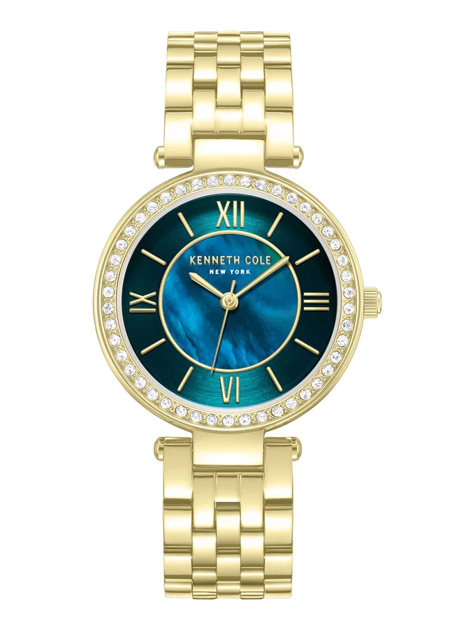 Kenneth Cole New York Kenneth Cole New York 32mm Analog Women's Watch with Green Dial & Gold Stainless Steel Bracelet
