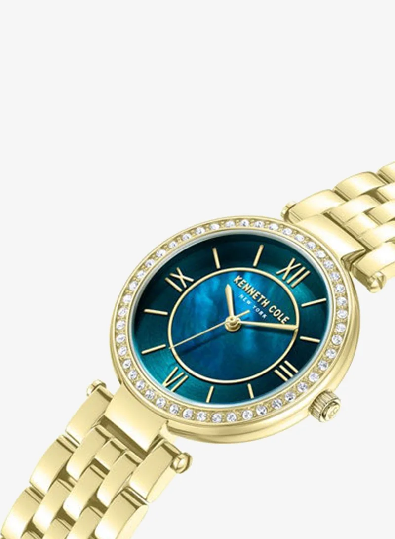 Kenneth Cole New York Kenneth Cole New York 32mm Analog Women's Watch with Green Dial & Gold Stainless Steel Bracelet