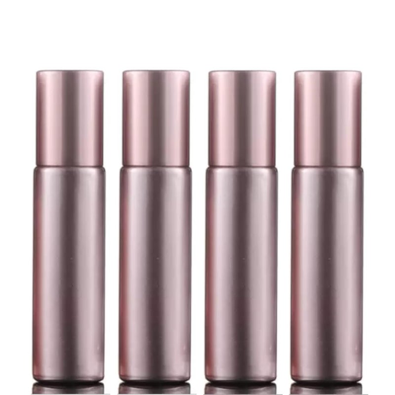 Devinez Multipurpose Rose Gold Color Roll On Glass Bottle with steel Ball, 10 ml with Cap (Pack of 4), for Beauty, Essential Oils, Blends, Skin Care, Travel, Toners, Cosmetic & DIY - Image 1