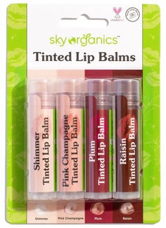 Tinted Lip Balms for Lips to Moisturize, Soften & Add A Wash of Color, Four Assorted Shades, 4pk.