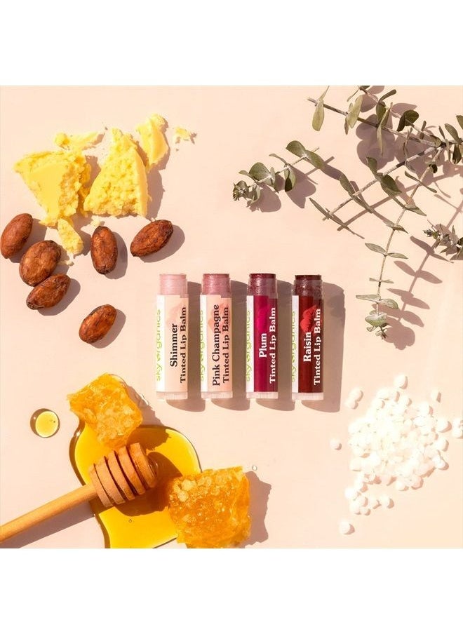 Sky Organics - Tinted Lip Balms for Lips to Moisturize, Soften & Add A Wash of Color, Four Assorted Shades, 4pk. - Image 1
