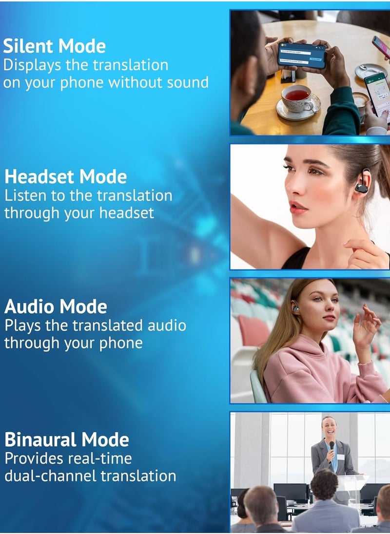 AI Language Translator Earbuds – Real-Time 2-Way Translation for 144+ Languages | Wireless Earbuds for iOS & Android | Perfect for Travel & Business