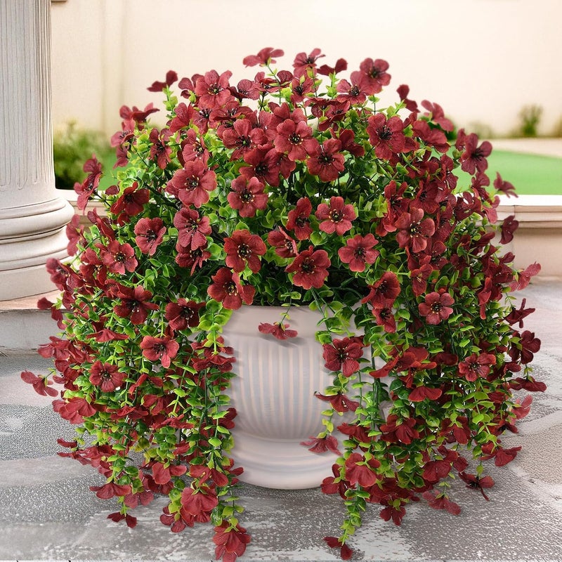 ZFProcess Artificial Hanging Flowers for Outdoors Spring Decoration, 2PCS Silk Fake Daisy Realistic Outdoor Flowers UV Resistant Porch Patio Window Yard Decor(Brown) - Image 1
