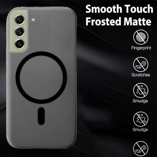 MAGICHUB Luxury Paper Thin Case Cover for Samsung Galaxy S21 FE 5G | Matte Finish | Only Compatible with Wireless Magnetic Accessories | Compatible with magsafe | (Black) - Image 3
