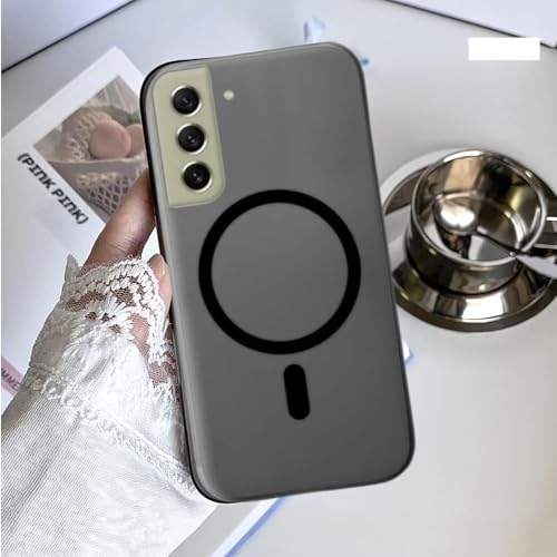 MAGICHUB Luxury Paper Thin Case Cover for Samsung Galaxy S21 FE 5G | Matte Finish | Only Compatible with Wireless Magnetic Accessories | Compatible with magsafe | (Black) - Image 4