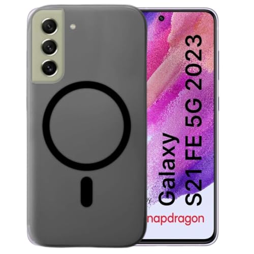 MAGICHUB Luxury Paper Thin Case Cover for Samsung Galaxy S21 FE 5G | Matte Finish | Only Compatible with Wireless Magnetic Accessories | Compatible with magsafe | (Black) - Image 1