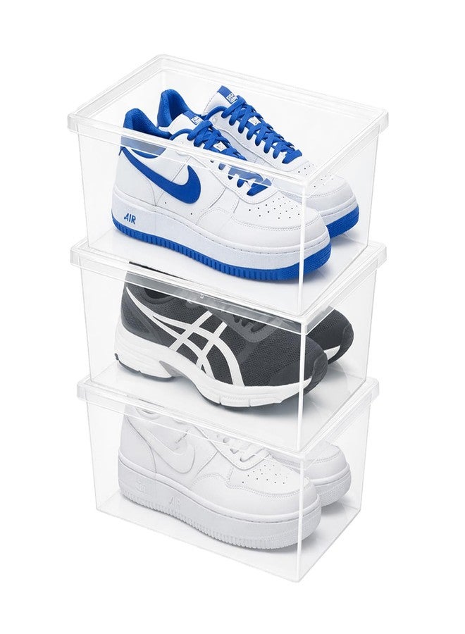 Superio Shoe Box Modern Storage Container 3 Pack - 6.5 Quart/6 Liter, Stackable Plastic Shoe Box Organizer (13.5"L x 8.35"W x 5.2"H) - Image 1