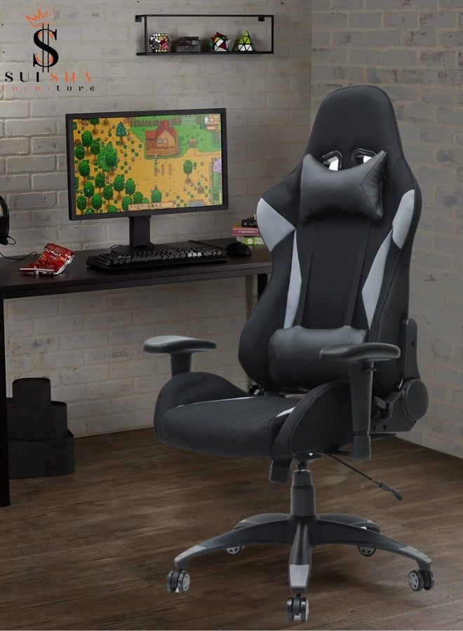 SULSHA Executive Ergonomic Computer Desk Chair, Office Chair and Gaming Chair with headrest back comfort and lumbar support Black Grey  - Image 1