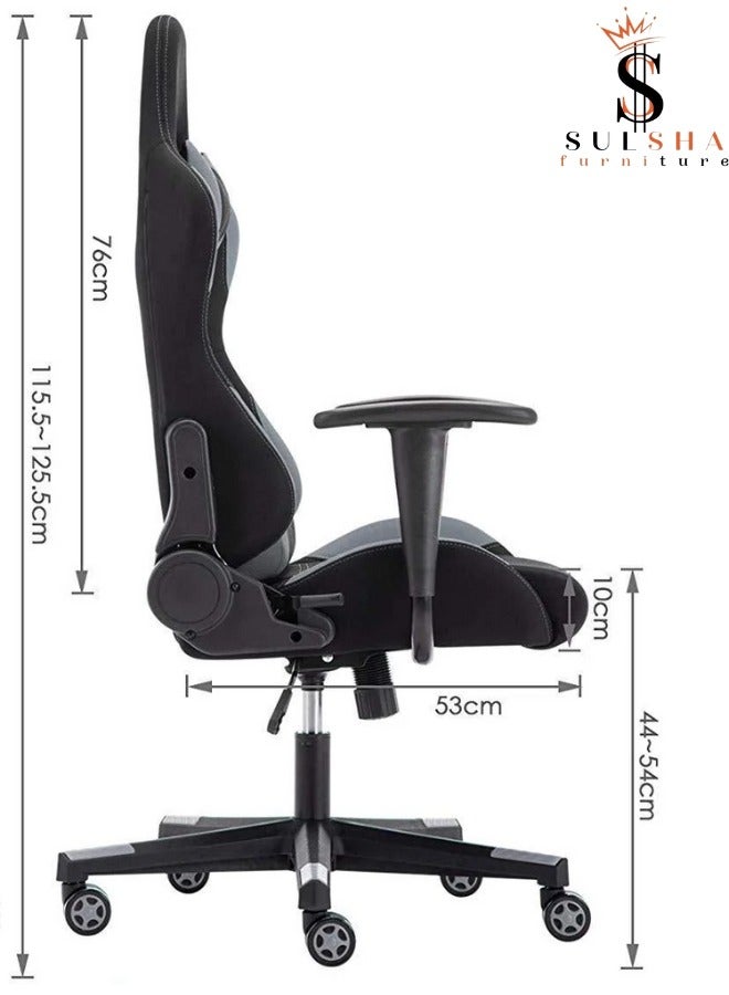 SULSHA Executive Ergonomic Computer Desk Chair, Office Chair and Gaming Chair with headrest back comfort and lumbar support Black Grey  - Image 4