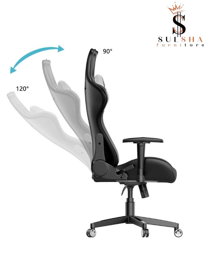 SULSHA Executive Ergonomic Computer Desk Chair, Office Chair and Gaming Chair with headrest back comfort and lumbar support Black Grey  - Image 5