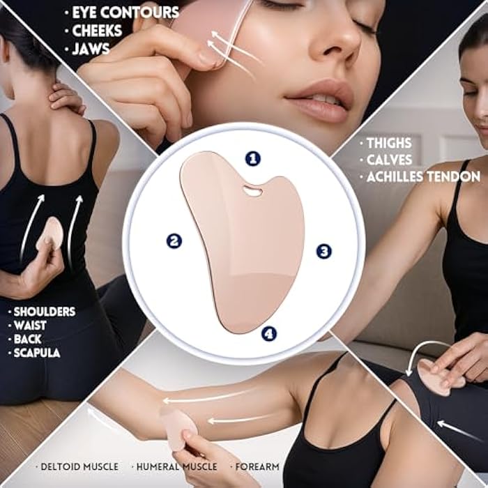 Yeamon Gua Sha Facial Tools and Face Roller Set, Facial Massage Tool for Women’s Skincare Routine,Cooling Stainless Steel Face Sculpting Eyes Roller Guasha for Daily Use or Self-Care Gift for Women - Image 4