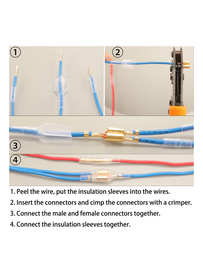 KASTWAVE 320pcs Double Bullet Wire Connectors, 3.9mm 3.5mm Male and Female Bullet Terminal Connectors with Insulation Sleeve, Crimp Terminal Automotive Electrical Connectors Motorcycle Connector Kit  - Image 5