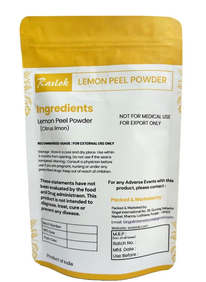 Raslok Lemon Peel Powder | 100% Lemon Juice Freeze Dried Powder | Rich in Natural Vitamin C Fresh Squeezed Lemon Flavor (3.52 oz) - Image 3