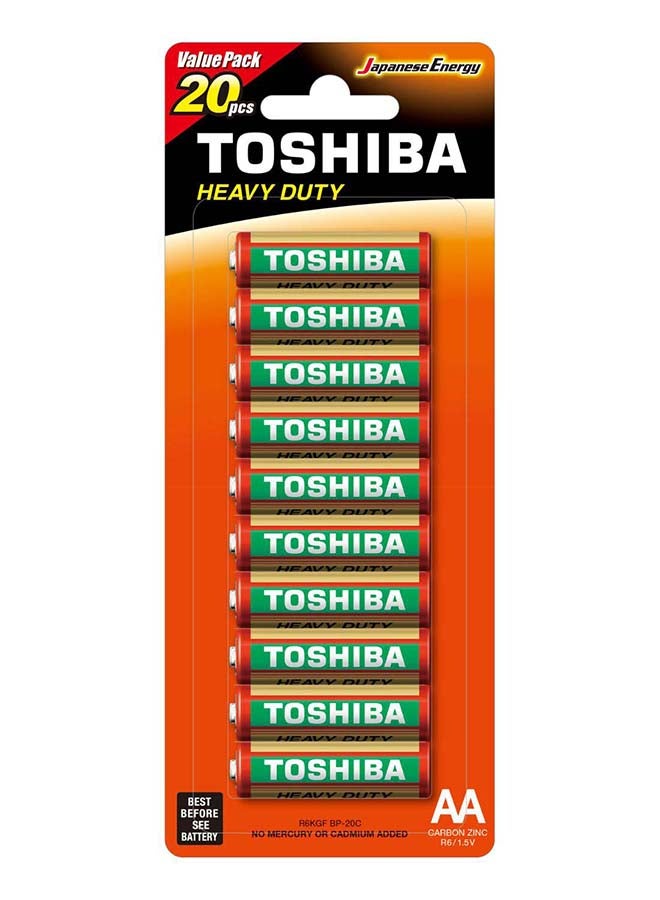Toshiba Heavy Duty AA 20 Pcs Battery Pack