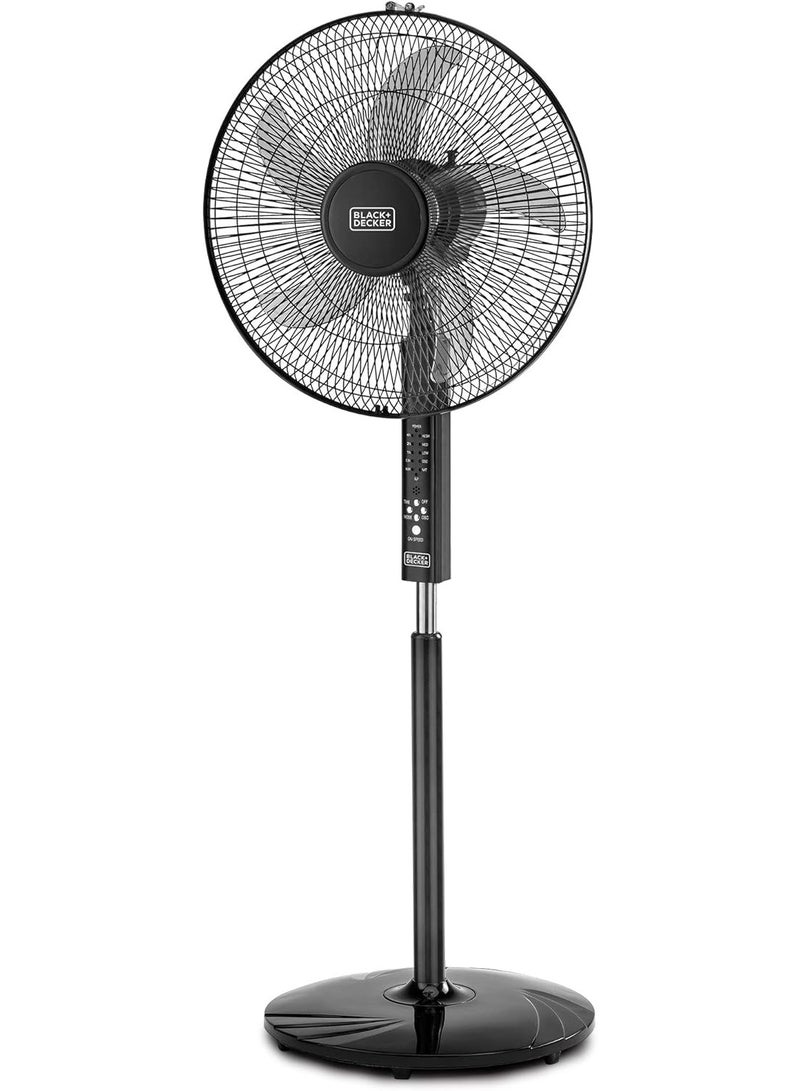 BLACK&DECKER 60W Stand Fan 16 Inch Fan Diameter 90° Wide Swing, 3 Speeds Low/Medium/High Plus Modes And 5AS Blade With Remote Control For The Perfect Temperature - Image 2