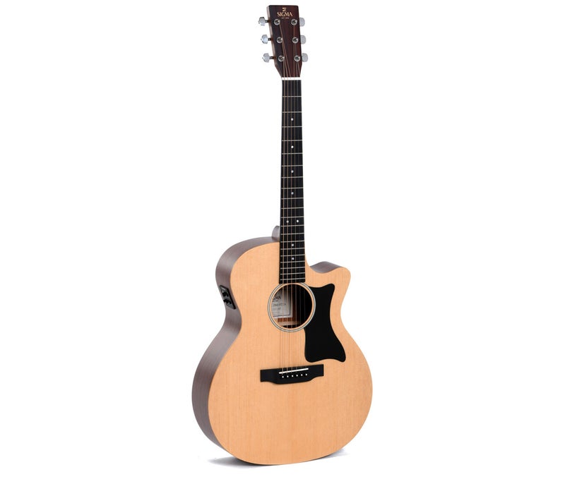 Sigma Grand Orchestral OM-14 Fret Cutaway Semi Acoustic Guitar - Natural - Image 2