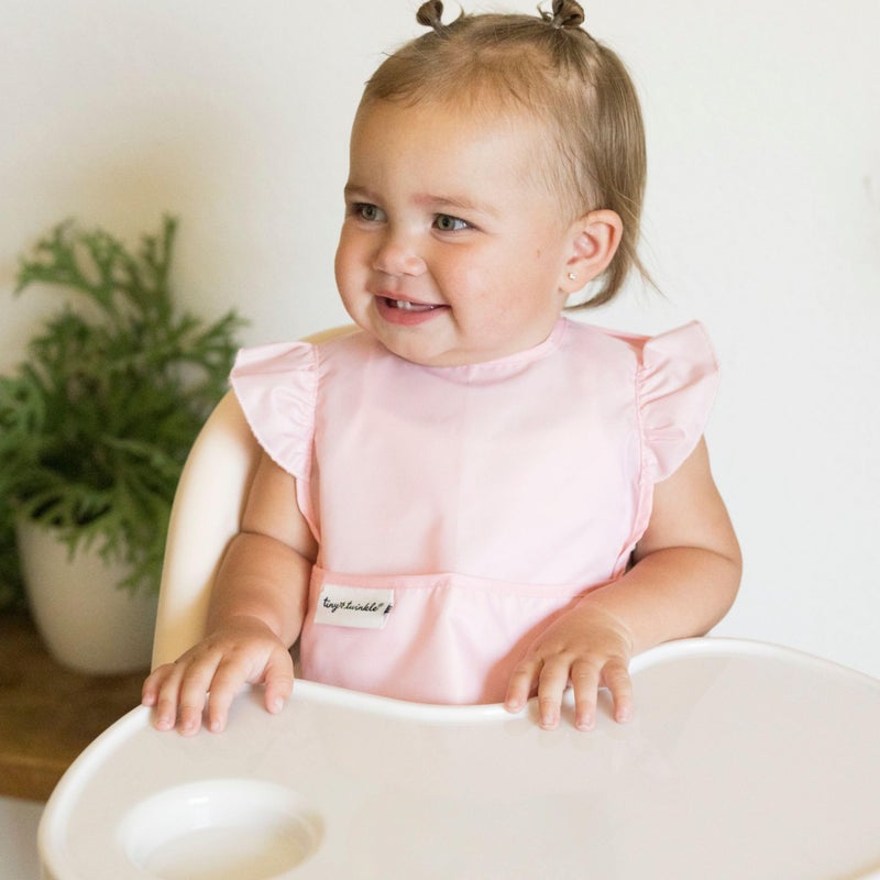Tiny Twinkle Mess-Proof Baby Bibs for Eating | Waterproof, Wipeable Toddler Bibs with Catch-All Pocket | Feeding Bibs for Girls & Boys(3 Pack,Blue Floral) - Image 4