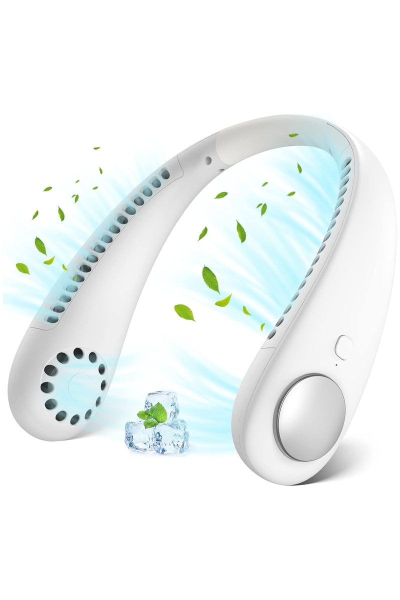 Wearable Bladeless Neck Fan – Portable Hands-Free Cooling Fan with 3 Speeds and Quiet Operation for Travel, Gym, and Daily Use (White) - Image 1