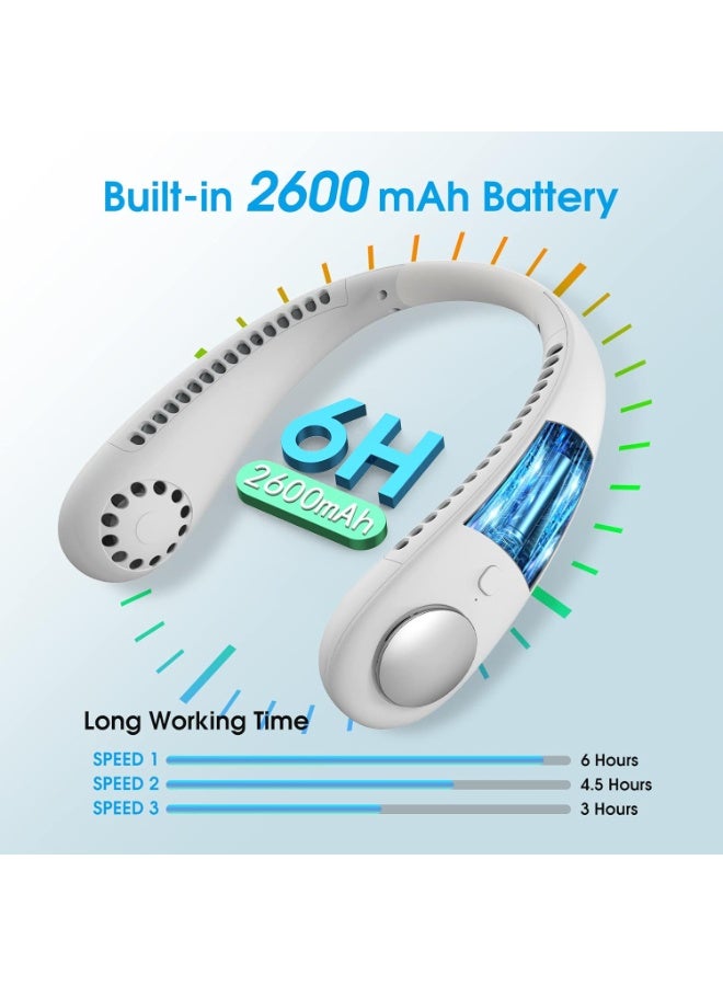 Wearable Bladeless Neck Fan – Portable Hands-Free Cooling Fan with 3 Speeds and Quiet Operation for Travel, Gym, and Daily Use (White) - Image 2