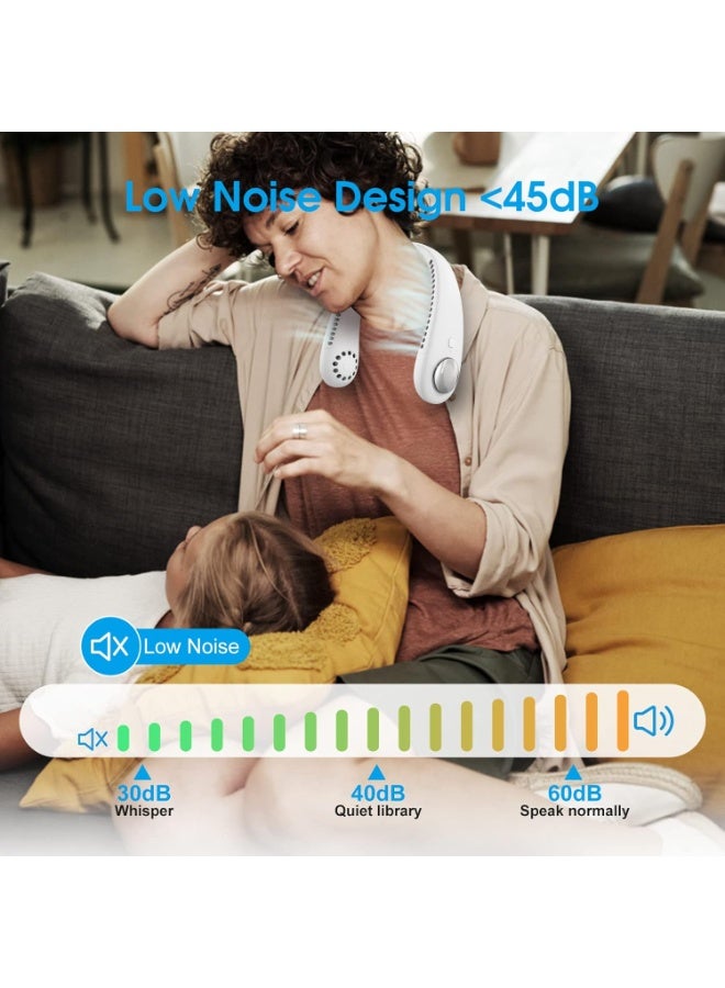 Wearable Bladeless Neck Fan – Portable Hands-Free Cooling Fan with 3 Speeds and Quiet Operation for Travel, Gym, and Daily Use (White) - Image 5
