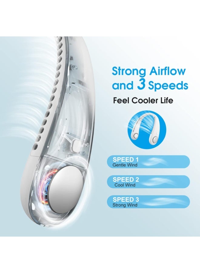 Wearable Bladeless Neck Fan – Portable Hands-Free Cooling Fan with 3 Speeds and Quiet Operation for Travel, Gym, and Daily Use (White) - Image 4
