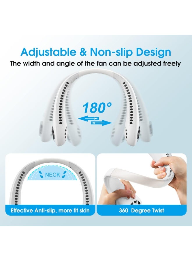 Wearable Bladeless Neck Fan – Portable Hands-Free Cooling Fan with 3 Speeds and Quiet Operation for Travel, Gym, and Daily Use (White) - Image 3