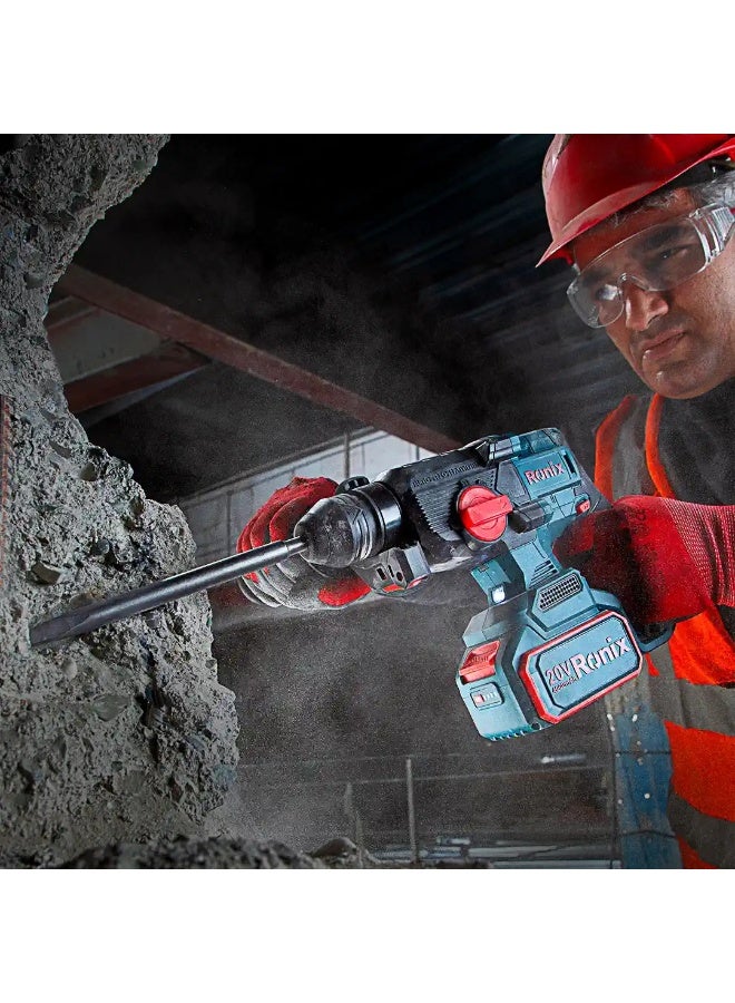 رونيكس هيلتي لاسلكي 20V برشلس | شاكوش تخريم SDS-Plus بطاقة 2.5J  , # 8678 - Image 4