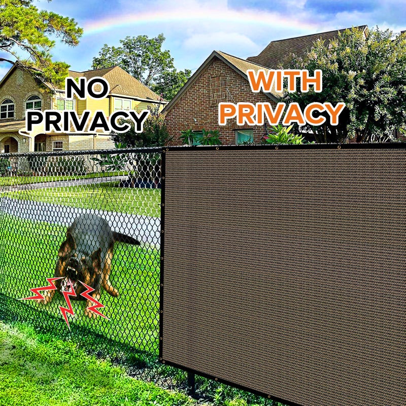 Cisvio 5ftx50ft Fence Privacy Screen Heavy Duty 170 GSM Windscreen & Dustproof Fabric Privacy Screen Covering Mesh Fencing for Outdoor Patio, Balcony, Pool Deck, Brown - Image 3