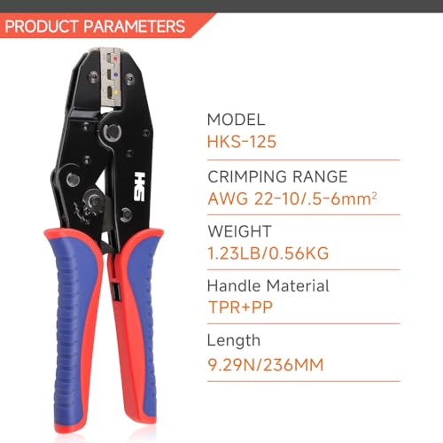 HKS Crimping Tool for Heat Shrink Connectors with 3 in 1 Stripper & 180PCS Marine Grade Heat Shrink Butt Connectors of Tinned Red Copper AWG 22-10 - Image 2