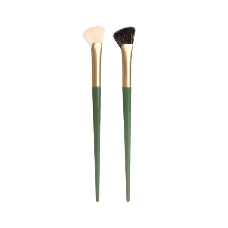 TEONEI Half Fan-shape Nose Shadow Brush,Angled Contour Makeup Brush,Professional Highlighter Blush Make Up Tools,2PCS - Image 1